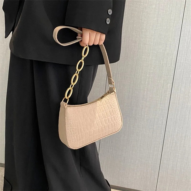 Women's elegant handbag embossed felt multifunctional portable chain bag